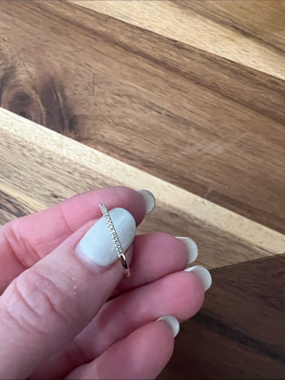 Delicate 14k solid gold diamond half Eternity Band - gold - Picture 4 of 8